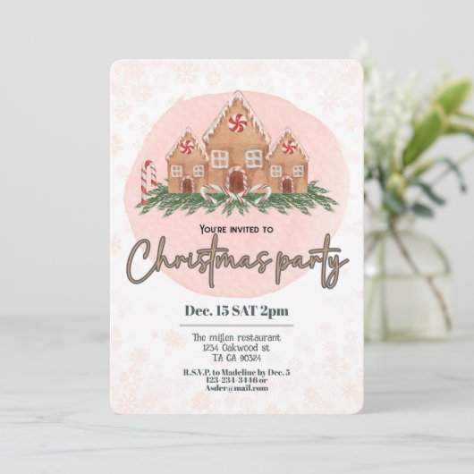 Niedliche Weihnachtsfeier Einladung (Stehend Vorderseite)