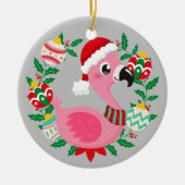Niedliche Weihnachtsfeier Flamingo Wreath Grandtoc Keramik Ornament (Vorne)