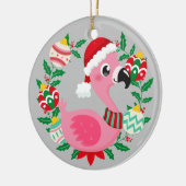 Niedliche Weihnachtsfeier Flamingo Wreath Grandtoc Keramik Ornament (Links)