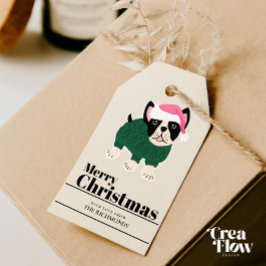 Niedliche Weihnachtsfeier Frenchie Hund personalis Geschenkanhänger