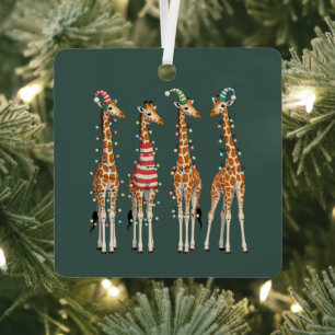 Niedliche Weihnachtsfeier Giraffe Funny Holiday An Ornament Aus Metall