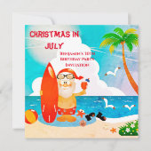 Niedliche Weihnachtsfeier im Juli Geburtstagsparty Einladung (Vorderseite)