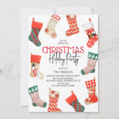 Niedliche Weihnachtsfeier im Strumpf Wasserfarbe Einladung (Vorderseite)