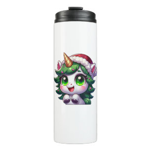 Niedliche Weihnachtsfeier im Tree Kostüm Cartoon T Thermosbecher