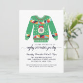 Niedliche Weihnachtsfeier im Ugly Sweater Einladung (Stehend Vorderseite)