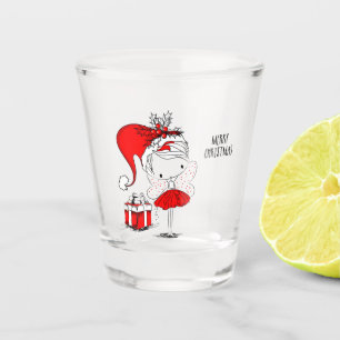 Niedliche Weihnachtsfeier mit Geschenken Schnapsglas