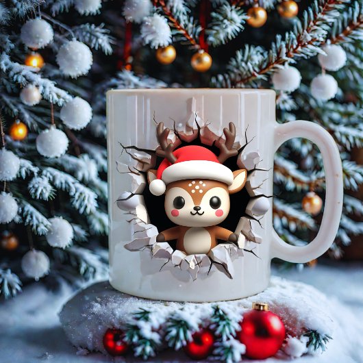 Niedliche Weihnachtsfeier mit Weihnachtsmannmütze Kaffeetasse