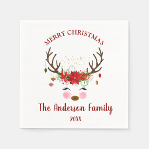 Niedliche Weihnachtsfeier Rentier Napkins Serviette