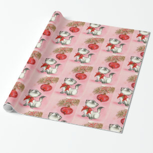 Niedliche Weihnachtsfeier Retro Vintage Katzenküc Geschenkpapier