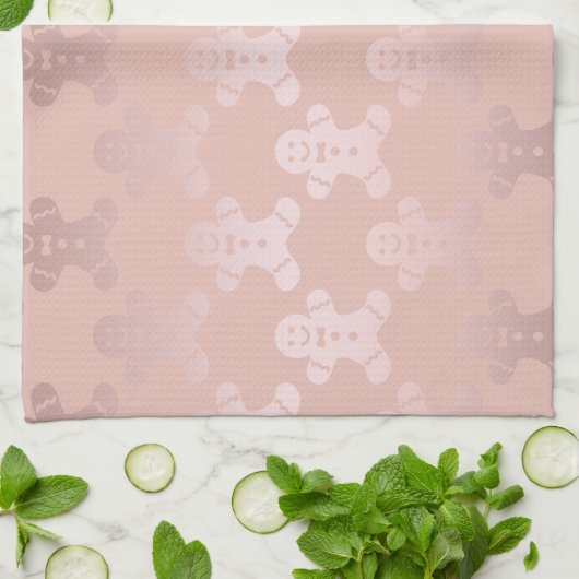 Niedliche Weihnachtsfeier Rose Gold Gingerbrei Man Geschirrtuch (Gefaltet)