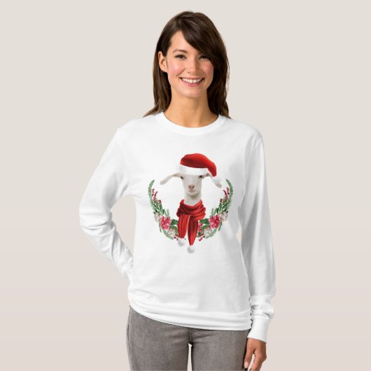 Niedliche Weihnachtsfeier Saanen Ziege Kind 2 mit T-Shirt (Vorne ganz)