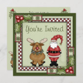 Niedliche Weihnachtsfeier und Weihnachtsfeier in R Einladung (Vorne/Hinten)