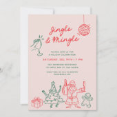 Niedliche Weihnachtsfeier von Funky Doodles Einladung (Vorderseite)