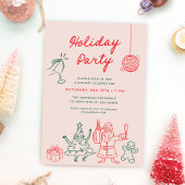 Niedliche Weihnachtsfeier von Funky Doodles Einladung