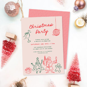 Niedliche Weihnachtsfeier von Funky Doodles Einladung