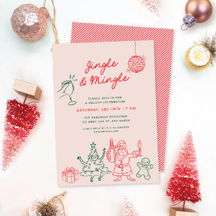Niedliche Weihnachtsfeier von Funky Doodles Einladung