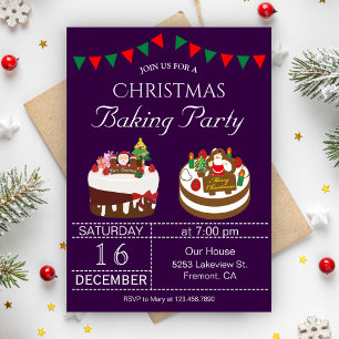 Niedliche Weihnachtsfeiertage Backen Party Einladu Einladung