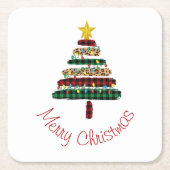 Niedliche Weihnachtsfeiertage bei modernen Tieren Rechteckiger Pappuntersetzer (Vorderseite)