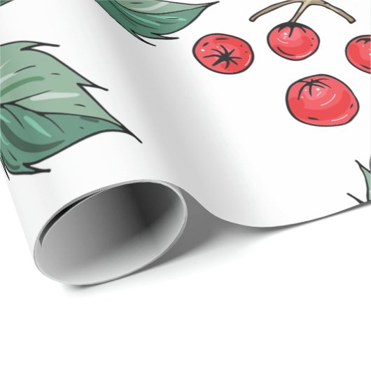 Niedliche Weihnachtsfeiertage Blätter und Berries Geschenkpapier (Rolleneckpunkt)