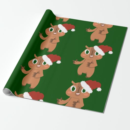 niedliche Weihnachtsfeiertage Capybara Geschenkpapier (Ungerollt)