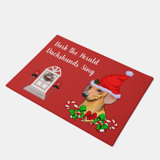 Niedliche Weihnachtsfeiertage Dackel Fußmatte (Schrägansicht)