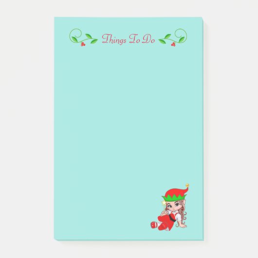 Niedliche Weihnachtsfeiertage Elf Dinge zu tun Pos Post-it Klebezettel (Vorderseite)