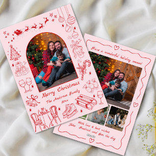 Niedliche Weihnachtsfeiertage Foto pink Spaß pink Feiertagskarte