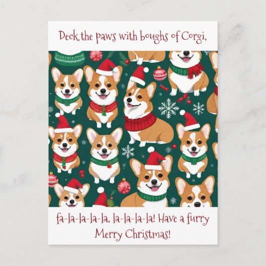 Niedliche Weihnachtsfeiertage in Corgi Postkarte (Vorderseite)