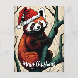 Niedliche Weihnachtsfeiertage in Red Panda Tree Postkarte