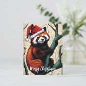 Niedliche Weihnachtsfeiertage in Red Panda Tree Postkarte (Stehend Vorderseite)