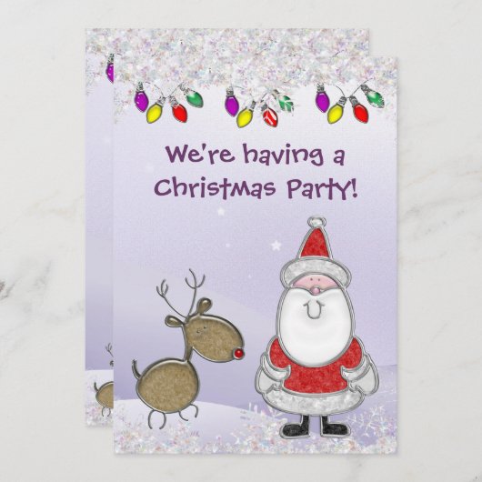 Niedliche Weihnachtsfeiertage in Santa Imitate Einladung (Vorne/Hinten)