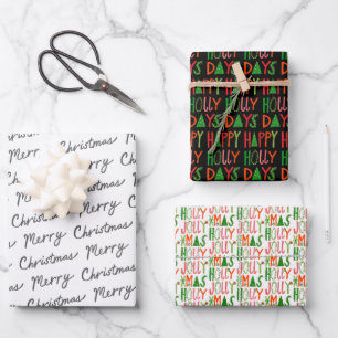 Niedliche Weihnachtsfeiertage Jolly Xmas Urlaub Geschenkpapier Set