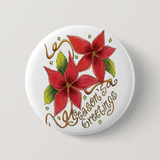 Niedliche Weihnachtsfeiertage mit Poinsettias Button (Vorderseite)