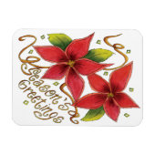 Niedliche Weihnachtsfeiertage mit Poinsettias Magnet (Horizontal)