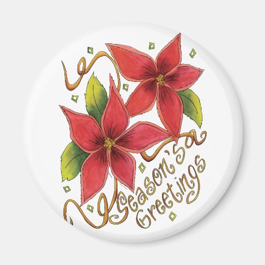 Niedliche Weihnachtsfeiertage mit Poinsettias Magnet (Vorne)