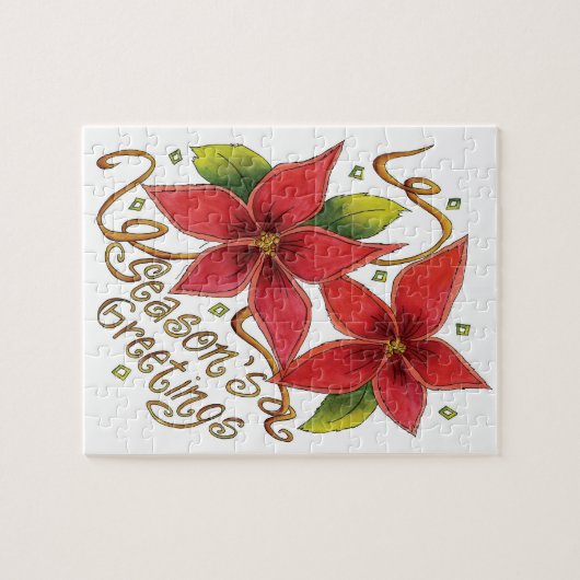 Niedliche Weihnachtsfeiertage mit Poinsettias Puzzle (Horizontal)