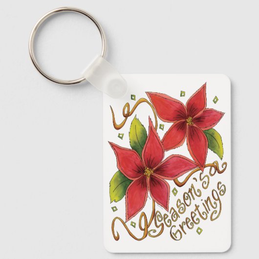 Niedliche Weihnachtsfeiertage mit Poinsettias Schlüsselanhänger (Vorderseite)