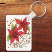 Niedliche Weihnachtsfeiertage mit Poinsettias Schlüsselanhänger (Rückseite)