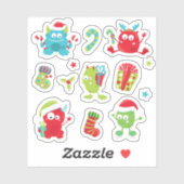 Niedliche Weihnachtsfeiertage Monster Aufkleber (Blatt)