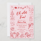 Niedliche Weihnachtsfeiertage Party Doodle Einladung (Vorderseite)