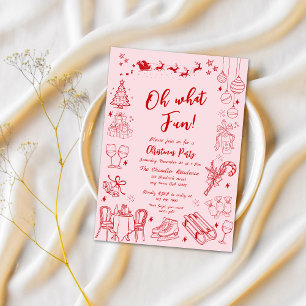 Niedliche Weihnachtsfeiertage Party Doodle Einladung