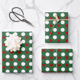 Niedliche Weihnachtsfeiertage Polka Dots Muster Gr Geschenkpapier Set