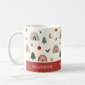 Niedliche Weihnachtsfeiertage Rainbows Feiertagnam Tasse (Links)