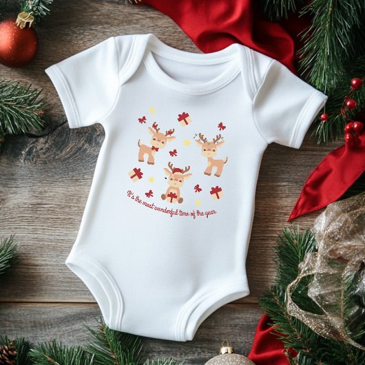 Niedliche Weihnachtsfeiertage Rentiers Moderne Baby Strampler