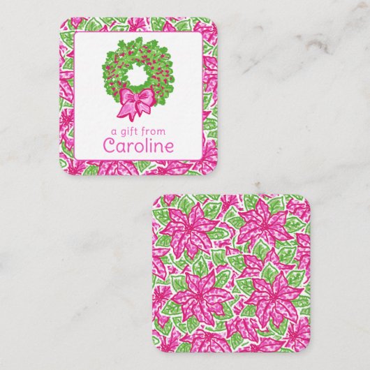 Niedliche Weihnachtsfeiertage Rosa grüne Kleider U Mitteilungskarte (Vorne/Hinten)