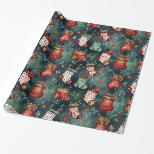 Niedliche Weihnachtsfeiertage - Strumpf Geschenkpapier (Ungerollt)