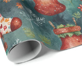 Niedliche Weihnachtsfeiertage - Strumpf Geschenkpapier (Rolleneckpunkt)