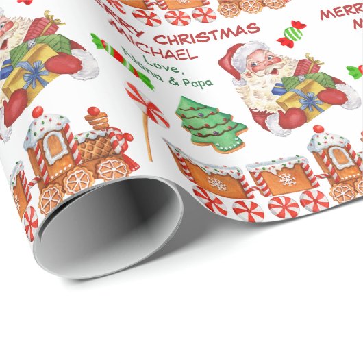 Niedliche Weihnachtsfeiertage Süßigkeiten Personal Geschenkpapier (Rolleneckpunkt)