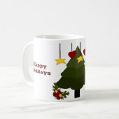 Niedliche Weihnachtsfeiertage Tree Snowman Stars B Kaffeetasse (Vorderseite Links)
