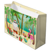 Niedliche Weihnachtsfeiertage und tropische Vögel Große Geschenktüte (Vorderseite Schrägansicht)